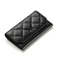 Ladies Genuine Leather Tri fold Purse 2016 Trend Occident Style Diamond Lattice Clutch Bag Women Fashion