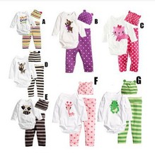 New cotton children cartoon mouse baby boys girls 3pcs clothing set Long sleeved baby Rompers hat