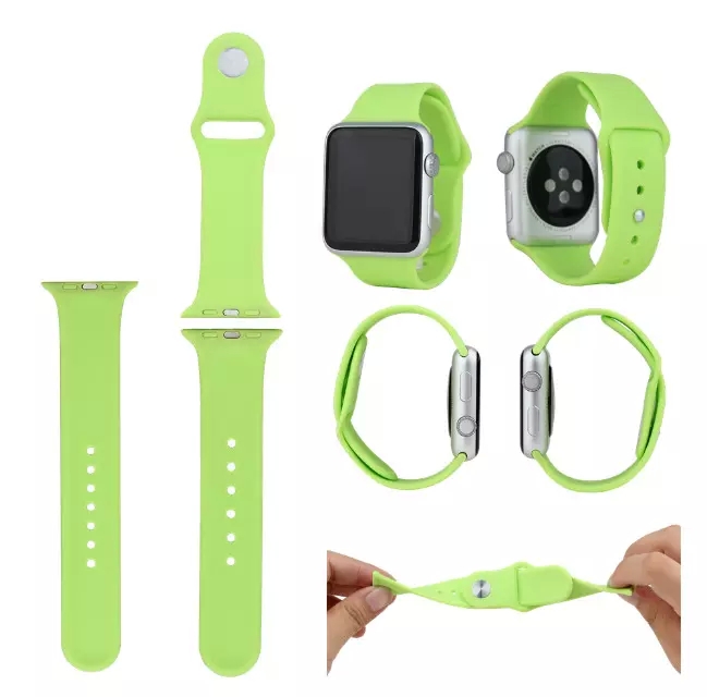 38mm Original Silicon Rubber Colorful Metal Buckle 3 in 1 Two Length Iwatch Band Sports Bracelet with Adapter Connection I2.