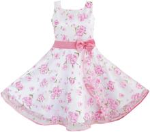 Sunny Fashion 3 Layers Girls Dress Pink Flower Pageant Bridesmaid Wedding Kids Clothing Size 4-12 summer Princess Dress Vestidos