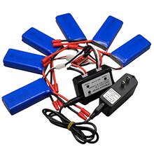 6 x 2000mAh battery with Fast 6 in 1 7.4V/3A Battery Charger Adapter Kit For Syma X8C X8W X8G Drone