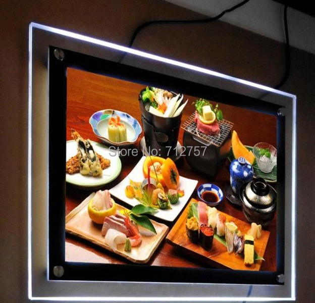 Description Picture 3 of item10PCS Restaurant Indoor Wall Mounted Ultra Slim A3 Acrylic Frame LED Illuminated Menu Boards Advertising Light Boxes
