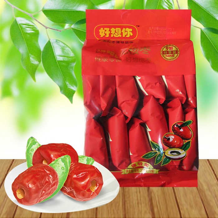  HAO XIANG NI Instant seedless jujube Xinjiang red dates Chinese snack dried fruit 270g bag