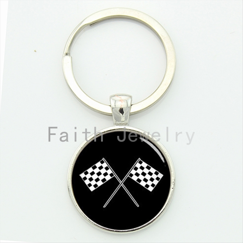 2016 newest arrival fashion sporty racing font b chequered b font flag key chain retro black