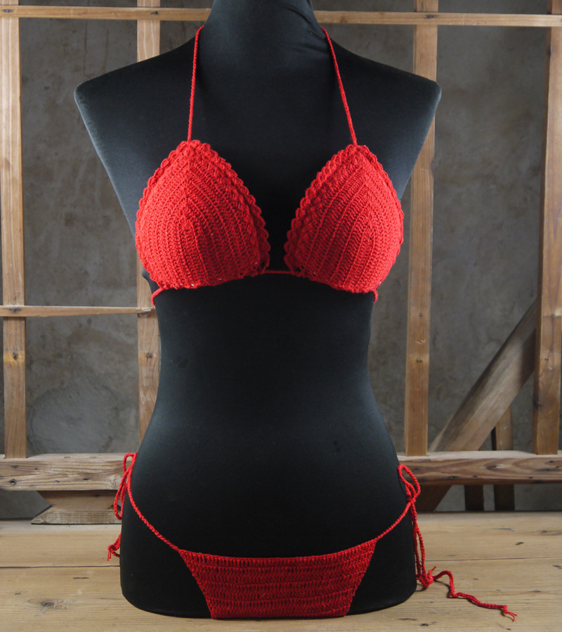 red crochet bikini