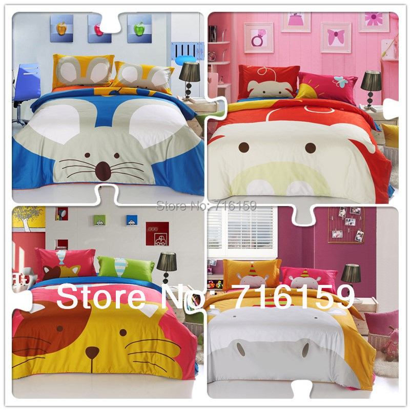 -Cartoon-bedding-set-4pcs-100-cotton-zoo-picture-queen-king-size-bed ...