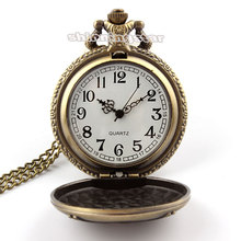 2014 New Style Bronze Fire Fighter Control Quartz Necklace Pocket Watch relogio de bolso