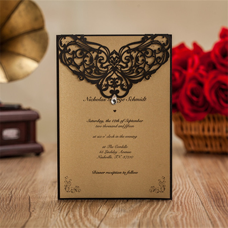 Invitation 10pcs inviti invito nozze anniversario hollow biglietti jinsu ruban 20pcs includes creux assamese imprimible feste intérieures feuilles enveloppes fêtes Wedding Decoration With Gemstone Invitation Card With Laser Cut Cover