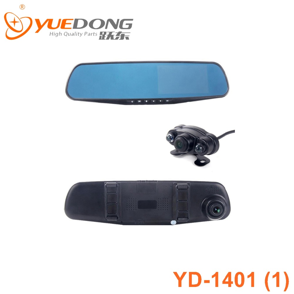 Фотография YUEDONG 2016 New Car DVR Rearview mirror monitor reversing camera Dual Lens Recorder Video with 32G Kingston TF card 