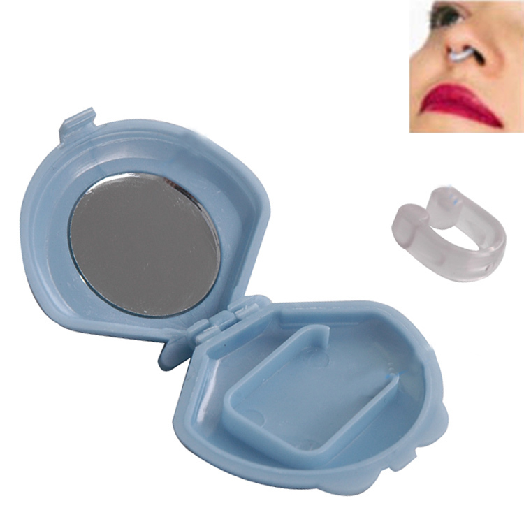 Fashion Mini snoring Device Nasal Congestion Relieved Anti snoring Silicone Ventilation Nose Clip Light Blue Color