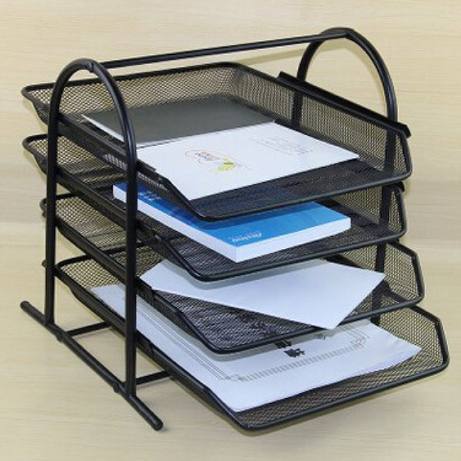 magazines Office accessories Document holder Document holder Desk Organizer for school,Black Plastic quadruple tray Door WJYLM Vertical storage shelf