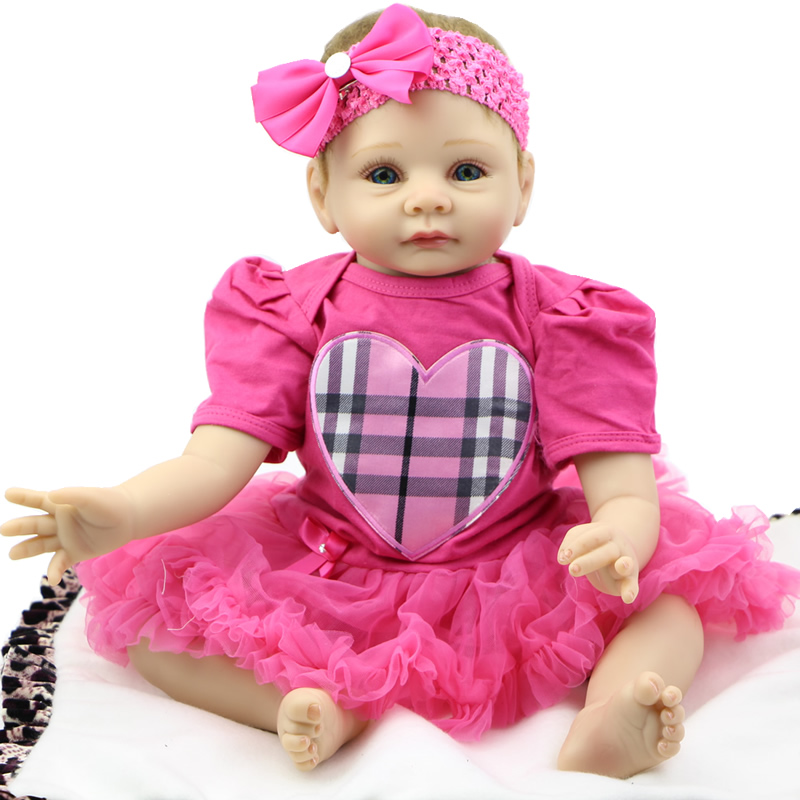 Silicone Reborn Baby Doll 22inch Lifelike Finished Doll Handmade Princess Girl Collectible Doll Baby Toy For Girl Christmas Gift