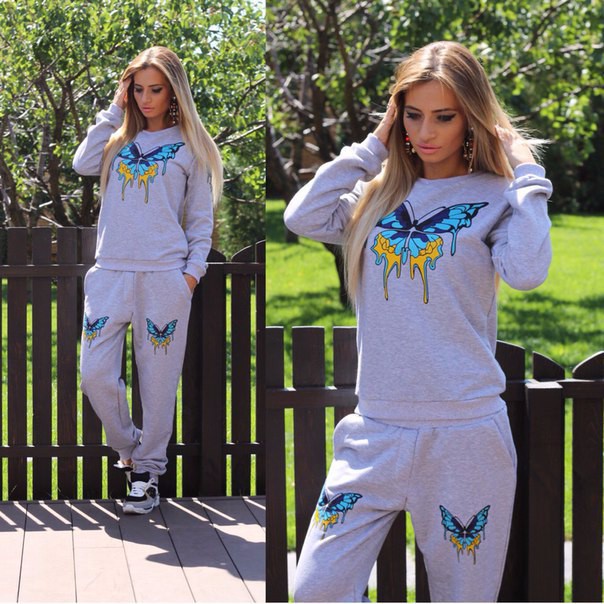 2015-the-hottest-women-tracksuits-sports-casual-Gray-butterfly-Printing-O-neck-full-sleeves-female-high