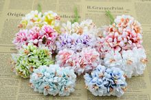 6 pcs/lot Mini Silk Artificial Rose Flowers Bouquet Multicolor Scrapbooking Flower Leaves Stamen Wedding Box Decoration Stamen