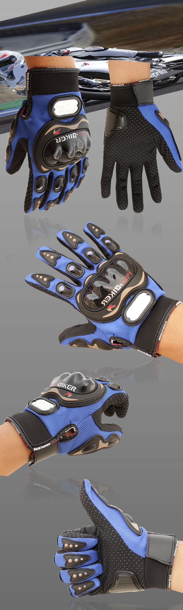 motorcycle gloves blue show