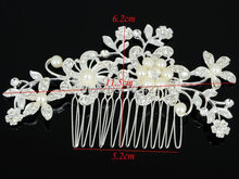 Fashion Rhinestone Bridal Wedding Flower Pearls Headband Hair Clip Comb Jewelry