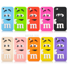 Soft silicone cute M&M Chocolate colorful Rainbow Beans phone case cartoon cover For iphone 4 4s PT1358