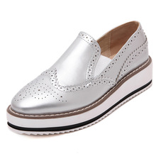 Fashion 2016 Women Flats Slip On Vintage Leather Women Loafers Spring Autumn Creepers Casual Platform Flats Shoes
