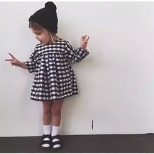 2016 summer dress newborn baby boys and girls children’s clothing brand plaid princess dress 100% cotton dress Free shipping
