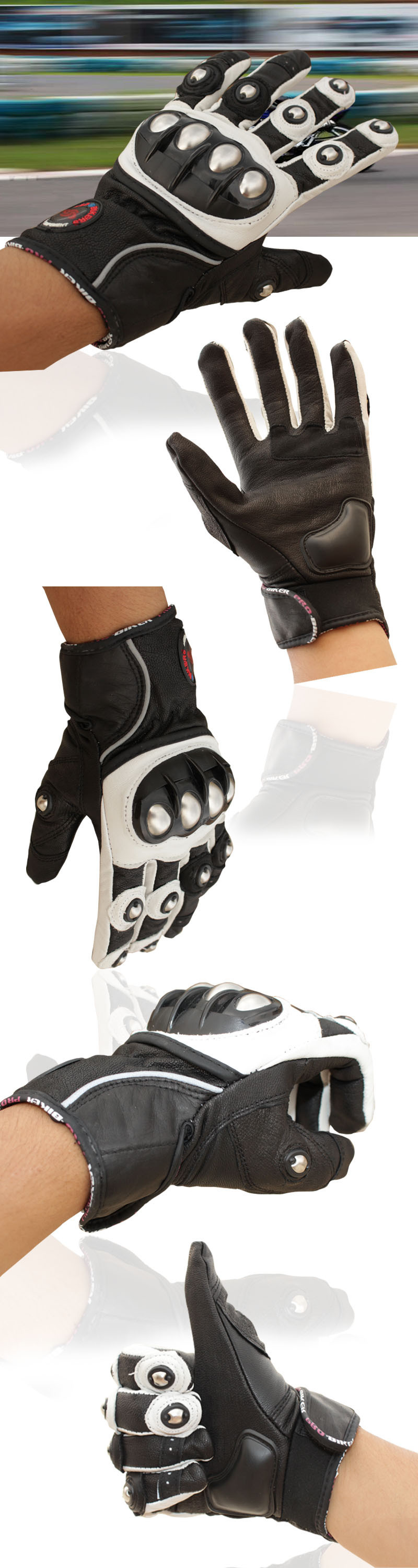 motorcycle gloves detail white