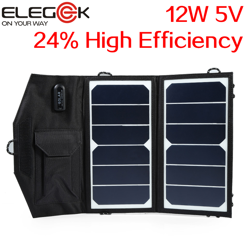 ELEGEEK 12W 5V Folding Solar Panel Portable USB High Efficiency Sunpower Solar Panel Charger Outdoor Foldable Solar Charger Pack ELEGEEK 12W 5V Folding Solar Panel Portable USB High Efficiency Sunpower Solar Panel Charger Outdoor Foldable Solar Charger Pack