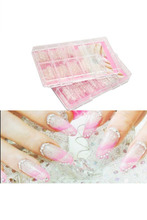 140PCS Clear Glaze Mosaic French False Nail Art Acrylic UV Gel Half Tips ALOM