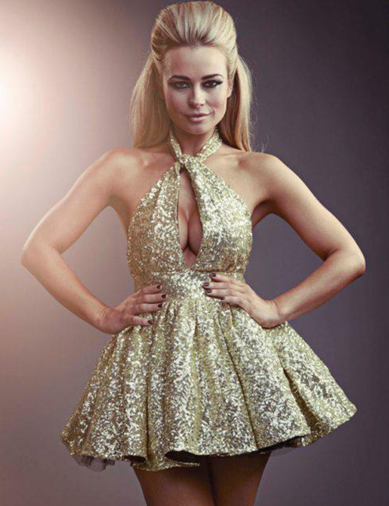Images of Gold Sequin Short Dress - Reikian