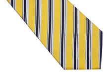 NT0567 Yellow Navy Stripes Classic Silk Polyester Man s Jacquard Woven Necktie New Business Casual Knitting