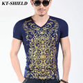 2016 fashion summer noble men printed t shirt men tops tees short sleeve male luxury brand