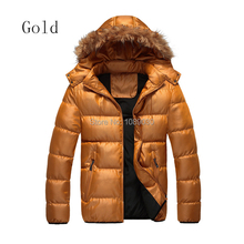 Winter Cotton-padded Jacket  Casual light down coat Men down jacket winter coat men with Detachable fur hats