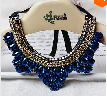 2015 new fashion statement jewelry Handmade False Collar Necklace Black Crystal Beads Women Charm Choker Necklace