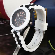 2015 NEW Fashion women men Watch couple Color plastic shell Geneva Plastic Geneva watch For Women