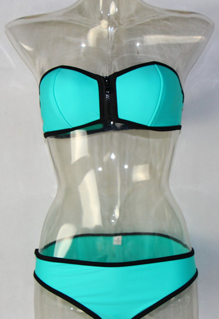 2015 Hot Sale triangl NEOPRENE BIKINI Superfly Swimsuit zipper top neon Bottoms Neoprene Swimwear For Women XS-L (10)