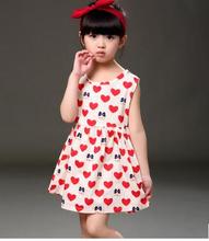 2016 tiskok Hot sale Girls Beautiful Dresses Children Summer Party Bow Flower Girls Print Dress Girls Cute Dresses free shipping