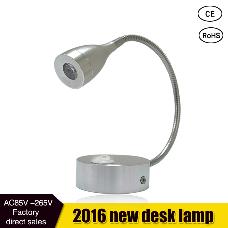 LED Silver Bedroom Bedside Lamp Reading Wall Lamps With Knob Switch 3W 90-260V Mirror Corridor Light Direction Adjustable
