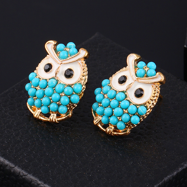 Гаджет  Free shipping 2015 New Fashion Charm Bead double pearl Stud Earrings Cute owl Channel earrings jewelry Wholesale for women M11 None Ювелирные изделия и часы