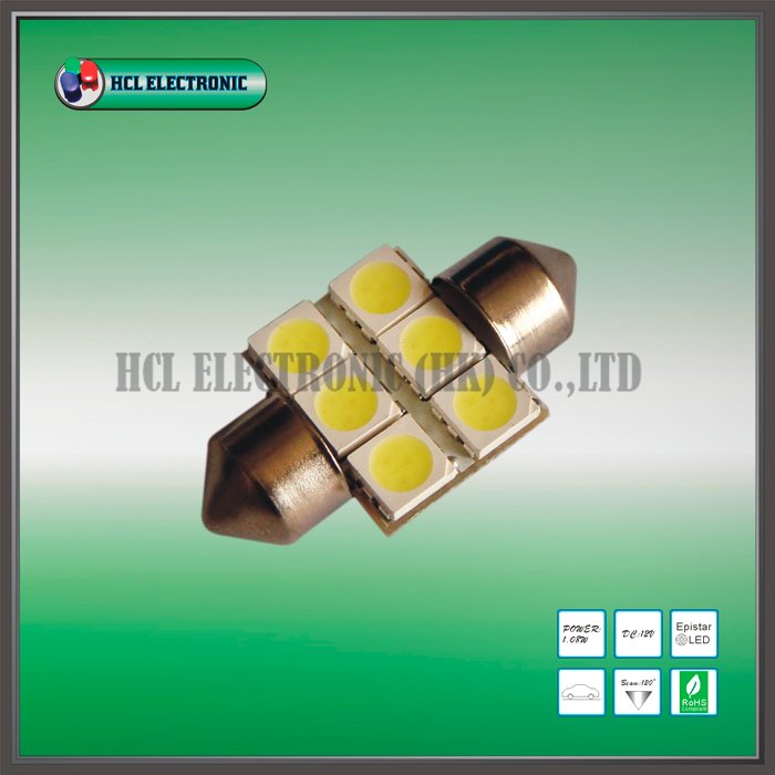 Free shipping 5pcs lot LED car bulb 6pcs Ultra Bright 5050SMD White Warm white Red