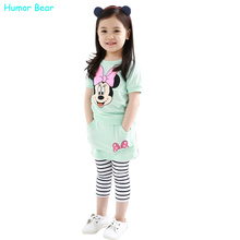 Humor Bear Summer New Children Girl s 2PC Sets cartoon baby Clothing sets girls clothes