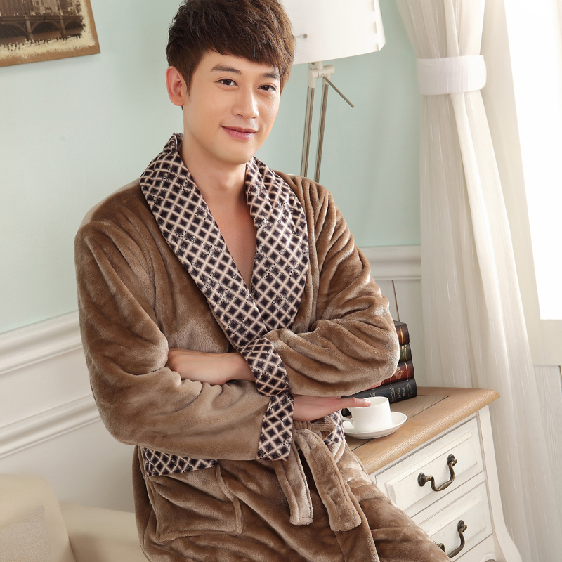 Autumn and winter coral fleece velvet bathrobe robe thickening flannel robe bathrobes men lounge sleepwear bathrobes