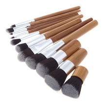 11 pcs Premium Quality Bamboo Cosmetic Makeup Brush Foundation Powder Eyeshadow Eyebrow Set kit tools