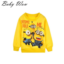 New Brand T-shirt Boys Tops Cute Cartoon Children Boy Clothing Long Sleeve Small Yellow People Pattern Sweatshirts Hot Sale