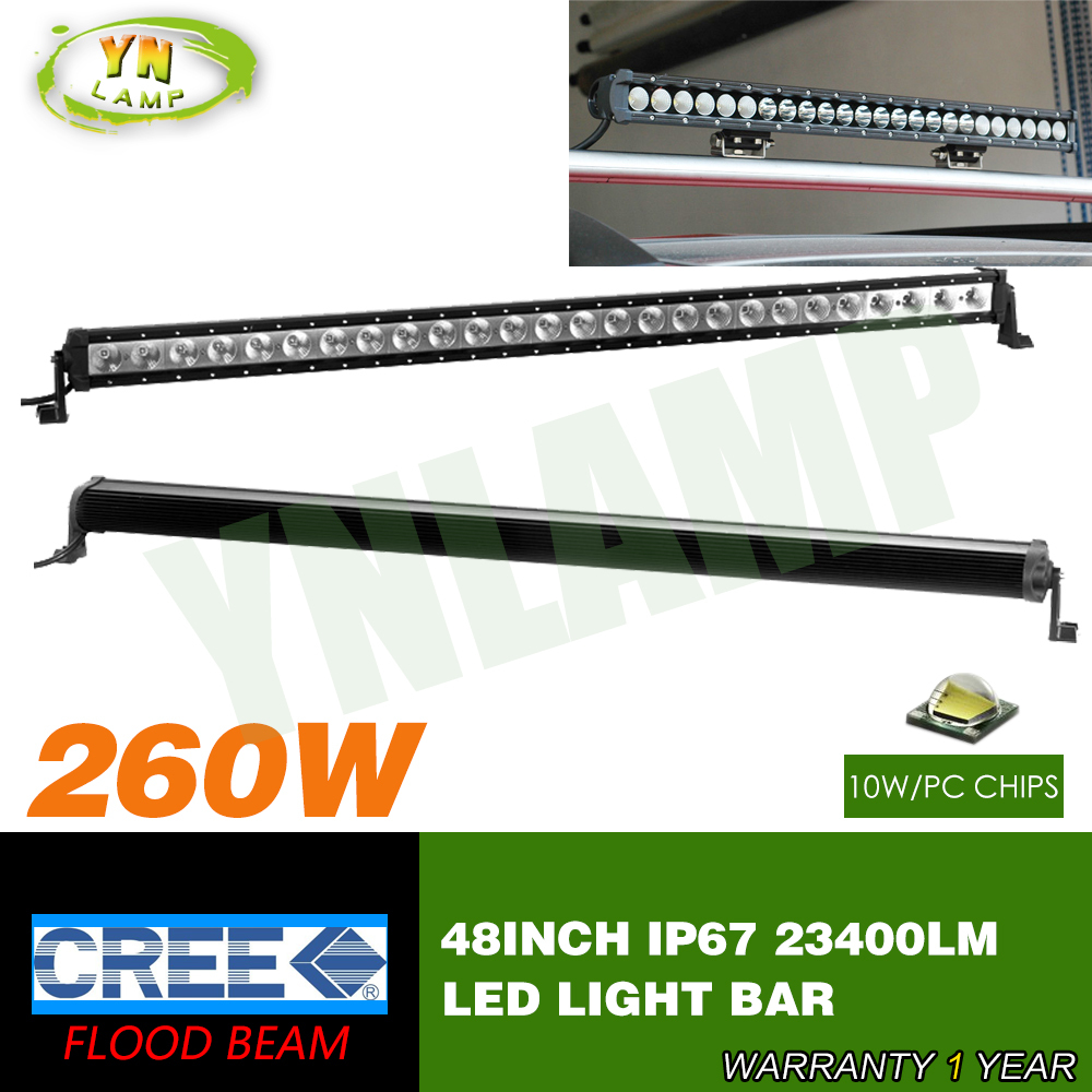 Cree 260w 48inch single row Led Light Bar work light  Driving Offroad Light Spot/flood/combo 23400lm 10V- 30V for ATV SUV IP67