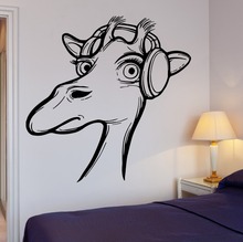Free Shipping Wall Decal Headphones Giraffe Decor Sticker For Bedroom Art Vinyl Mural Decoration Kids Room WallpaperF-57