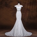 XINGFUYANG Boat Neck Mermaid vestido de noiva curto Crystal Belt Wedding Gowns Beaded vestido de casamento
