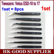 1set  BGA Precision ESD Tweezers Set, stainless steel anti-static tweezers Repair Tool (1set=8pcs) Free shipping  ePacket