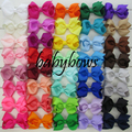 40pcs lot 3 3 Grosgrain Hair Ribbon Bows WITH Alligator Hair Clips Baby Boutique Girls Bows