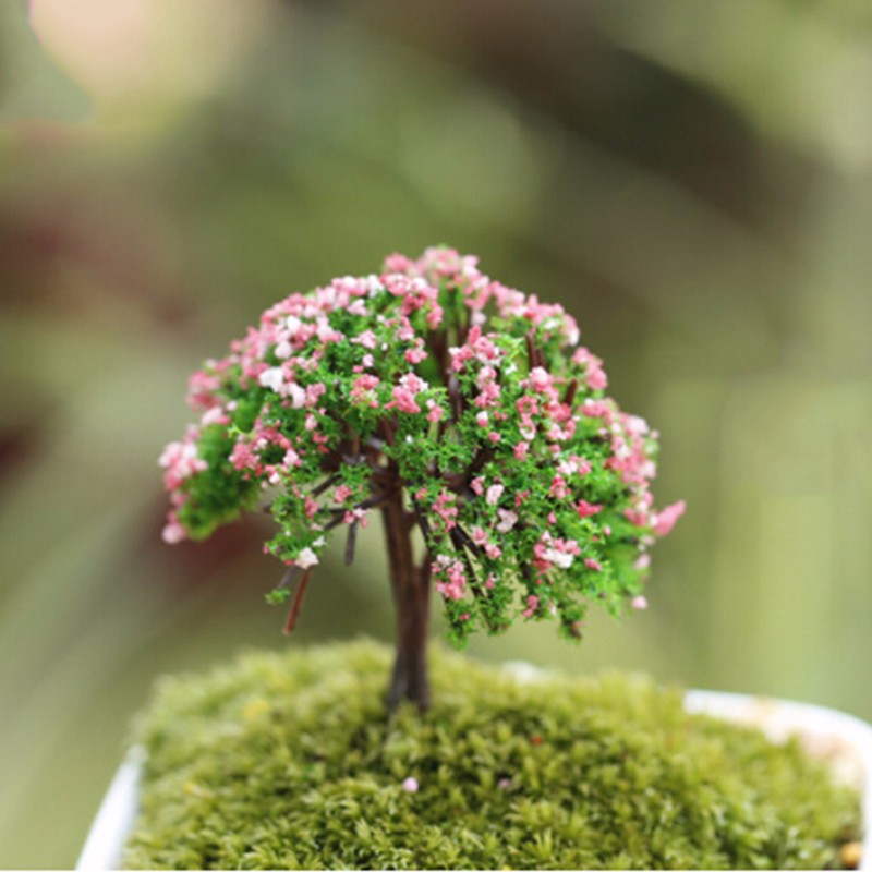 Hot Fairy Dollhouse Decor Garden Ornament Miniature Sakura Tree Plants DIY Craft 