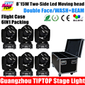 6IN1 Flightcase Stackable Pack Double Face Led Moving Head Light 4x15W Beam 4 15W Wash RGBW