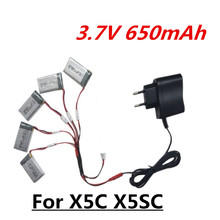 3.7V 650mah LiPo Battery + Charger Euro Plug for SYMA X5C-1 X5C X5 X5SC X5SW JJRC H9D H5C RC Drone Quadcopter Spare Parts Set