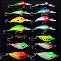 Lot 14pcs Mixed Color Fishing Lures Crankbaits Hooks Minnow Crank Bait Tackle